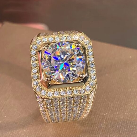 NEW 18k Yellow Gold Diamond Ring Band Chunky Gold Wide Ring Band - Picture 4 of 5